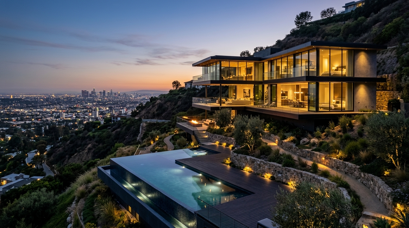 Bel Air hillside custom home construction planning in Los Angeles