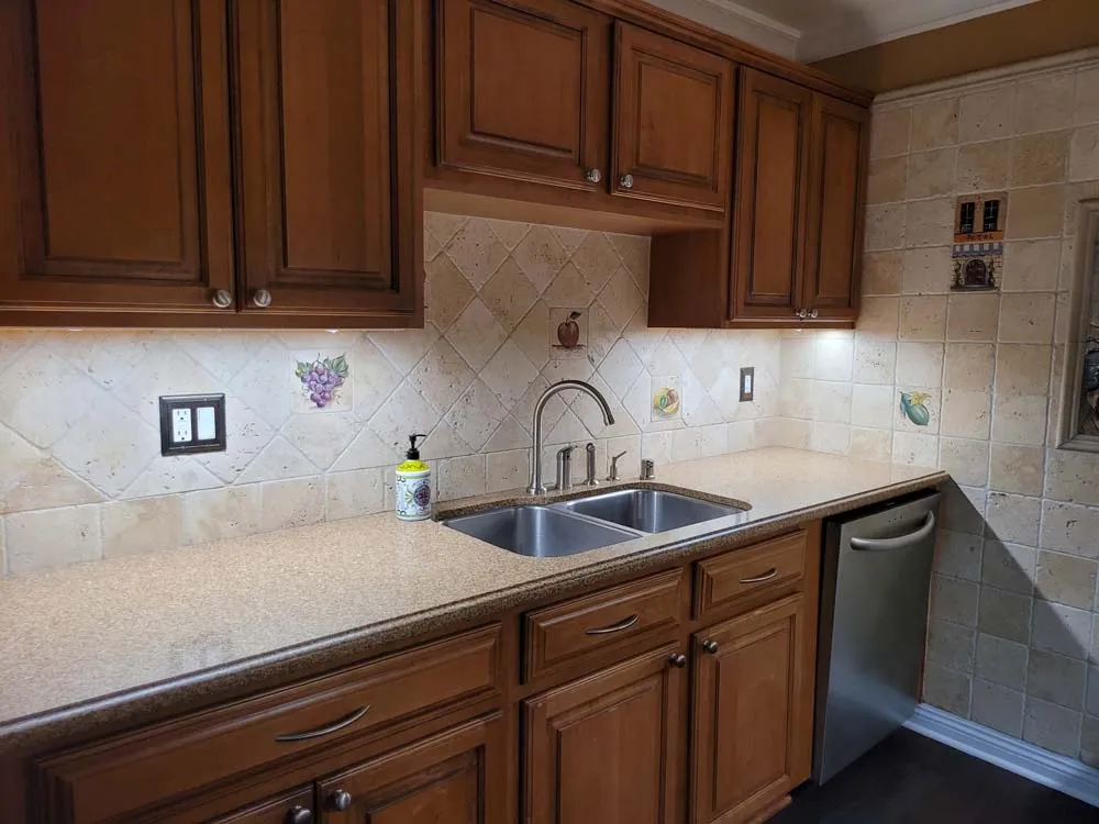 Marine Avenue condo living area with updated flooring and lighting