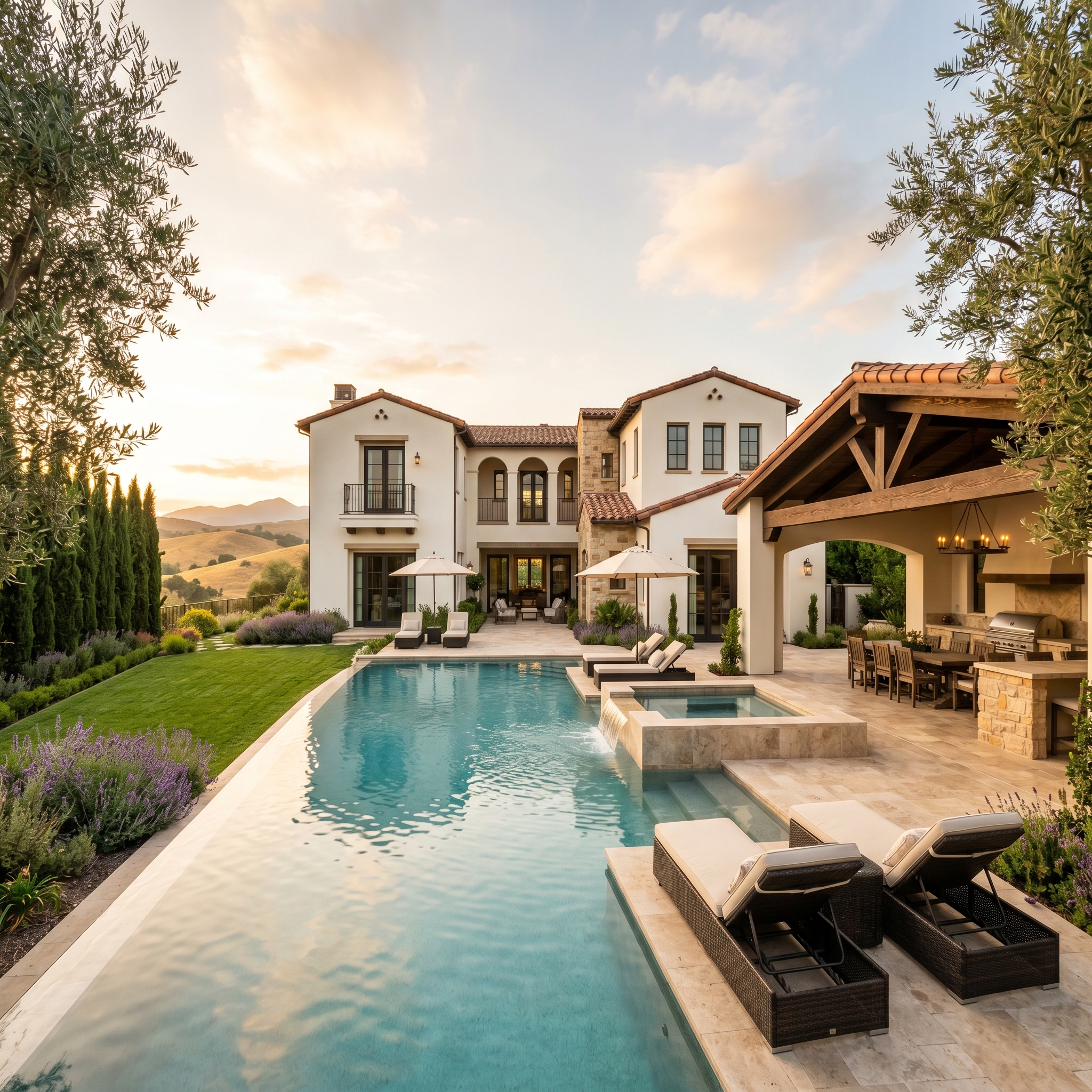 Calabasas luxury home chef kitchen with oversized island butler pantry and high-end appliances