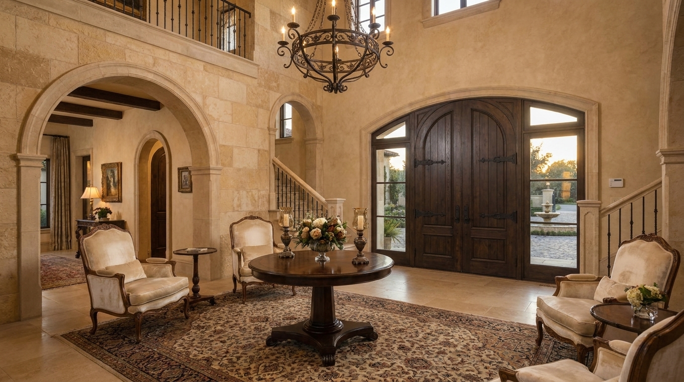 Bel Air grand foyer interior with estate-style entry sequence